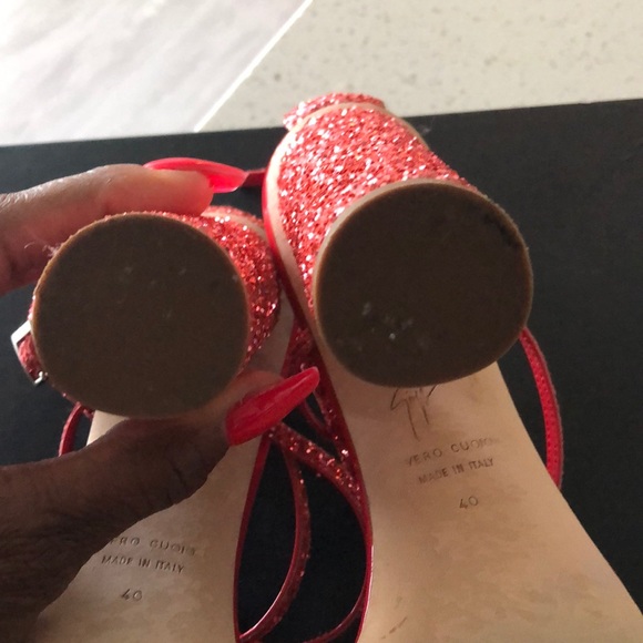 Giuseppe Zanotti Red Glitter Heels - Picture 13 of 14